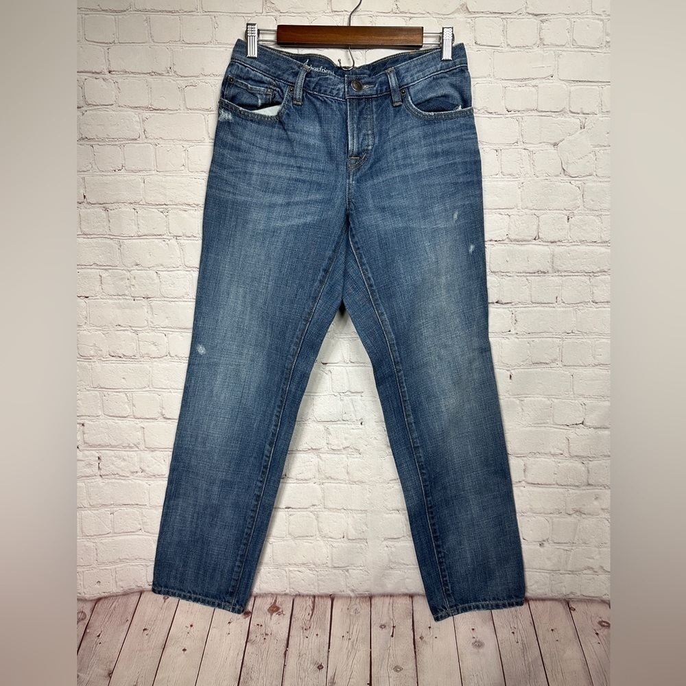 Loft Jeans‎ Womens Boyfriend Button Fly Whiskered Distressed Denim altered sz 4